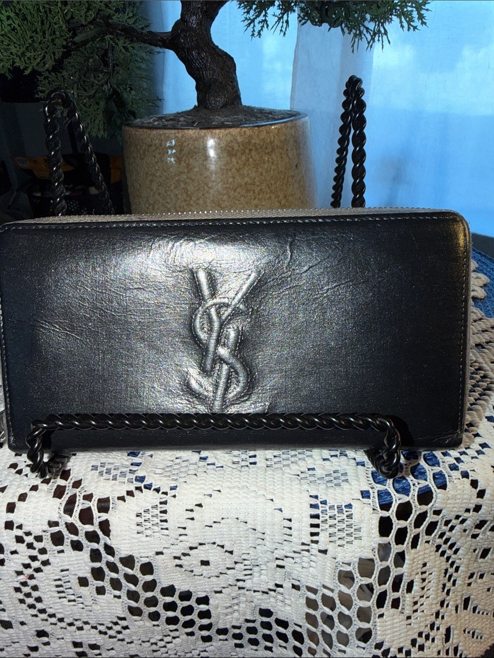 Vintage Yves Saint Laurent Zip-Around Wallet In Black Leather
